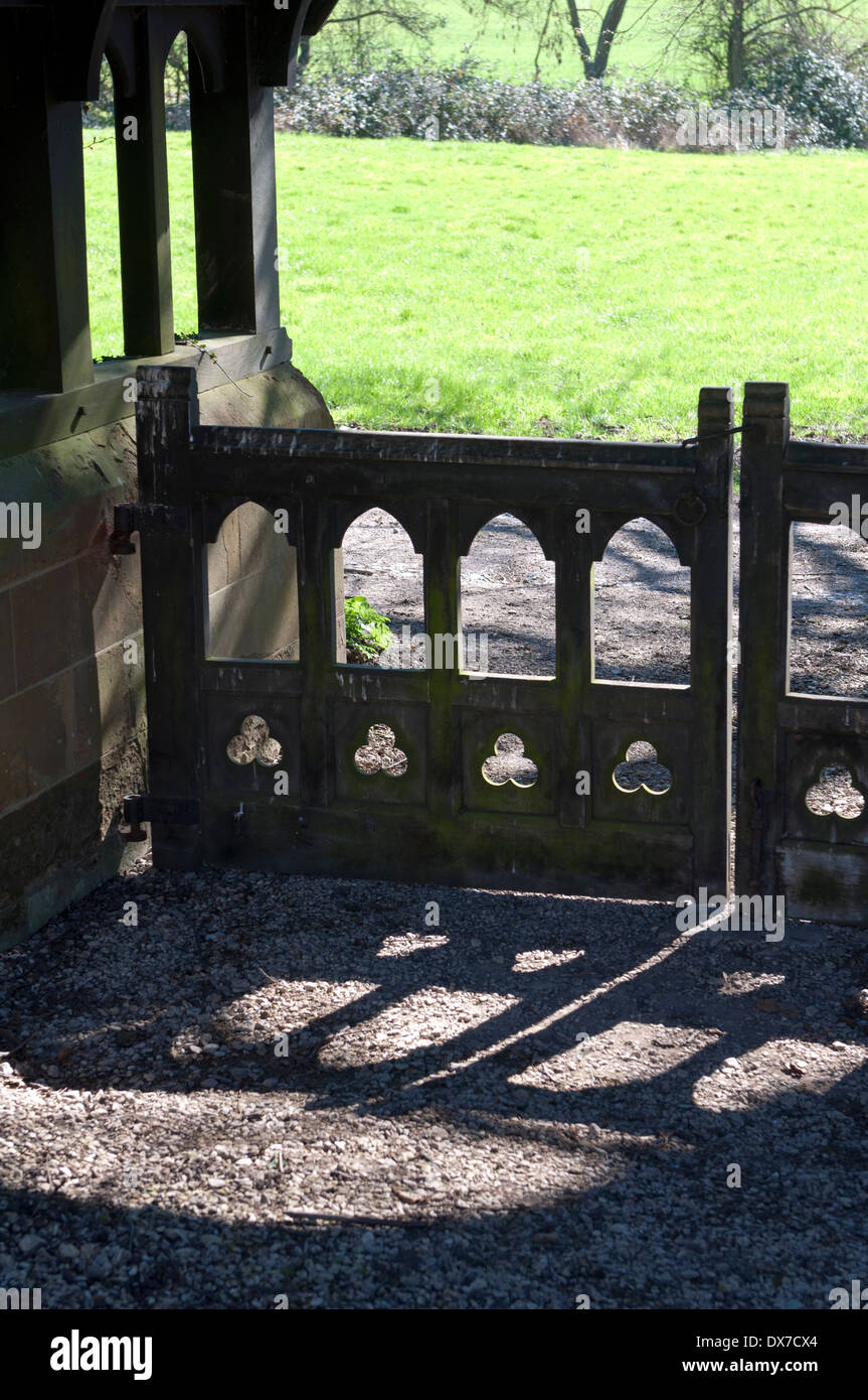 The church gates, St. Martin`s Church, Barcheston, Warwickshire, England, UK Stock Photo